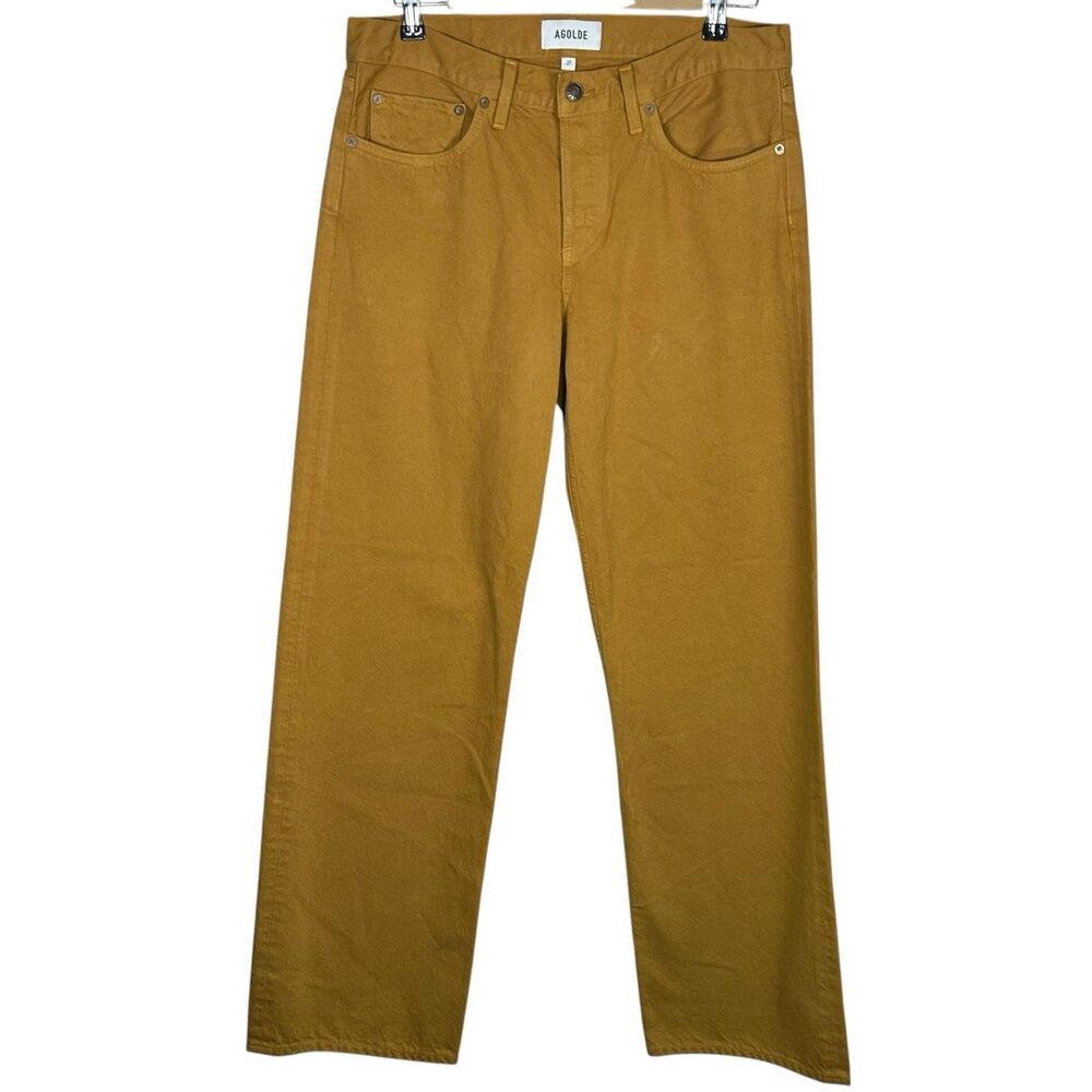 AGOLDE Low Rise Loose Jeans Womens 27 Mustard Brown Straight Relaxed NEW